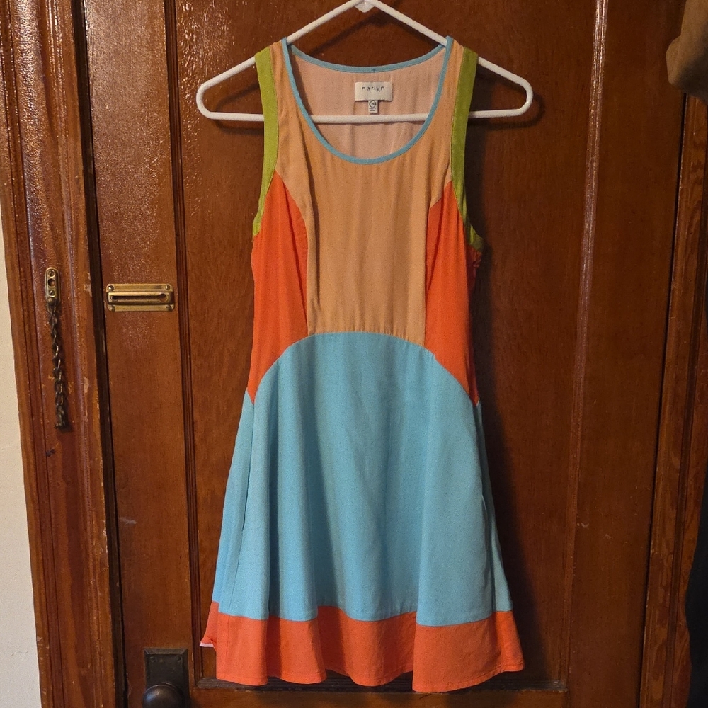 100% Silk Colorful Mini Dress By harlyn